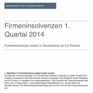Firmeninsolvenzen 1. Quartal 2014, © Bürgel