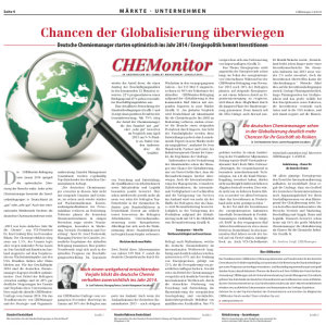 CHEManager 3-4/2014: CHEMonitor, © CHEManager/Camelot Management Consultants