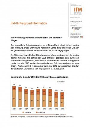 IfM-Hintergrundinformation zum Gründungsverhalten ausländischer und deutscher Bürger