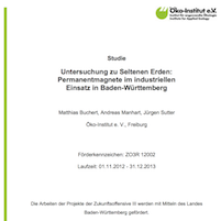 Untersuchung zu Seltenen Erden: Permanentmagnete im industriellen Einsatz in Baden-Württemberg, © Öko-Institut 2014