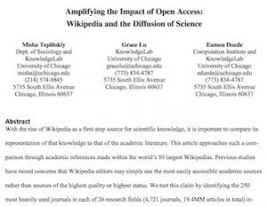Wikipedia and the Diffusion of Science, © arXiv.org