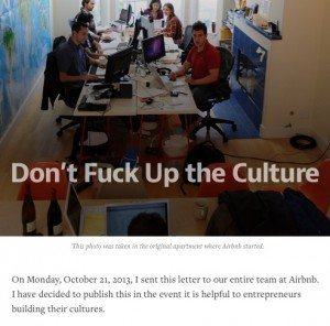 Don’t Fuck Up the Culture, © Brian Chesky – Medium