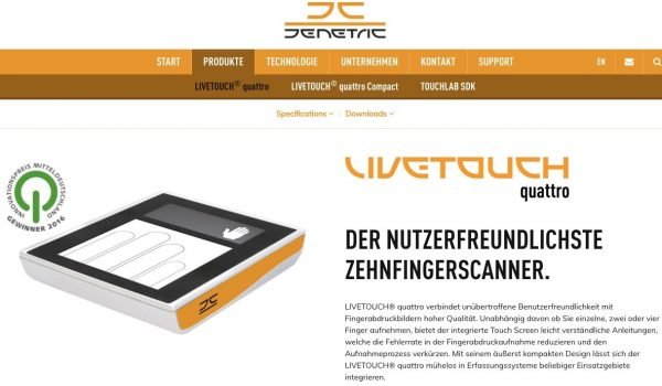 Den Fingerscanner Livetouch Quattro gibt es jetzt auch mobil